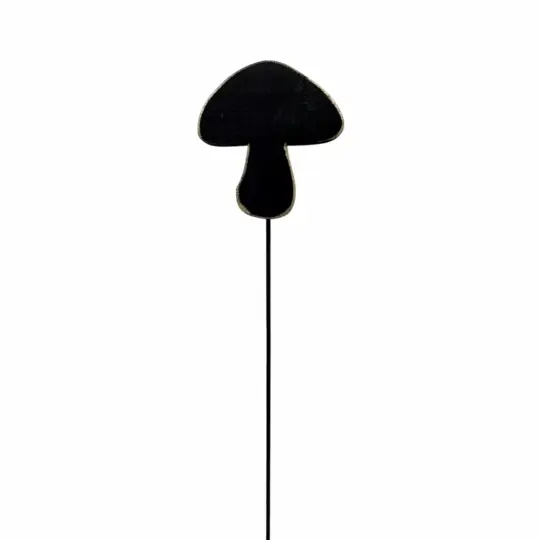 Wooden 4" Mushroom on Stake - Black