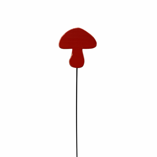 Wooden 4" Mushroom on Stake - Red