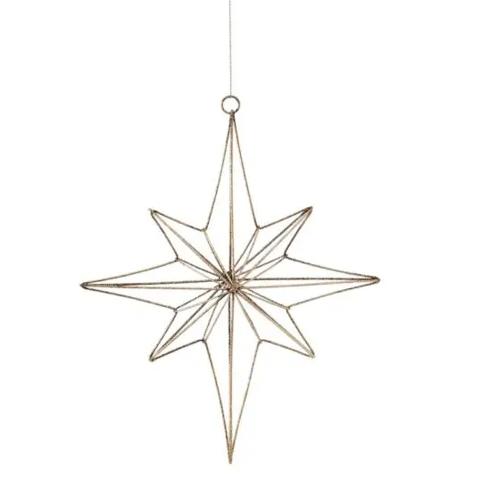 Wire Star 10" Ornament - Gold