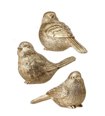 Resin Metallic Bird 4" - Gold