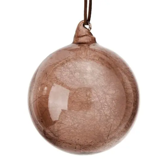 Spun Glass Ball Ornament 4" - Brown