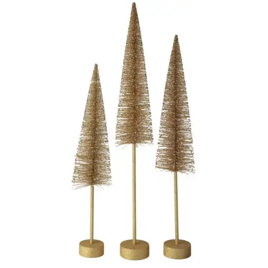 Set of 3 - Glitter Sisel Tree 37"-49" - Gold