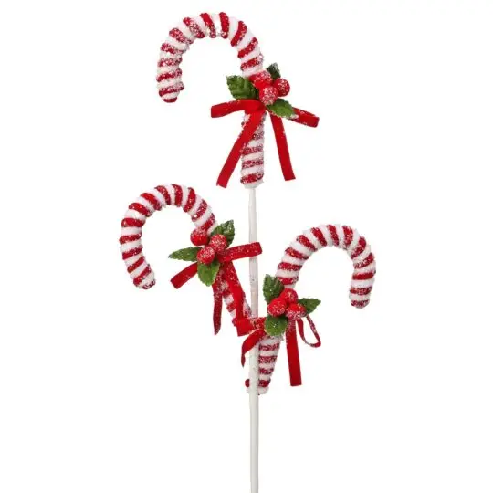 Felt Candy Cane Spray with Bows 26" x3 -Red/White