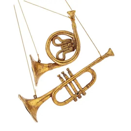 Assorted Gilded Horn Ornament 8"-10" - Gold