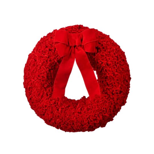 Crushed Velvet 22" Wreath - Red