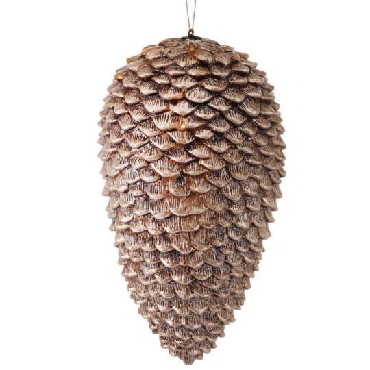 Glitter Pine Cone 12" Ornament - Champagne
