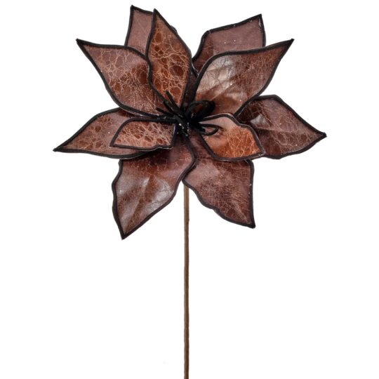 Faux Leather Poinsettia Stem 24" - Brown