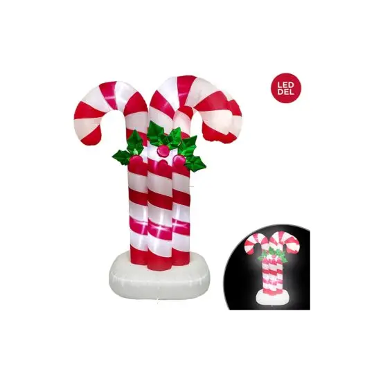 Inflatable LED Light up Candy Cane x3 6' - Red/White - Indoor/Outdoor