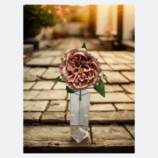 Real Touch Peony Stem 24" - Dusty Pink