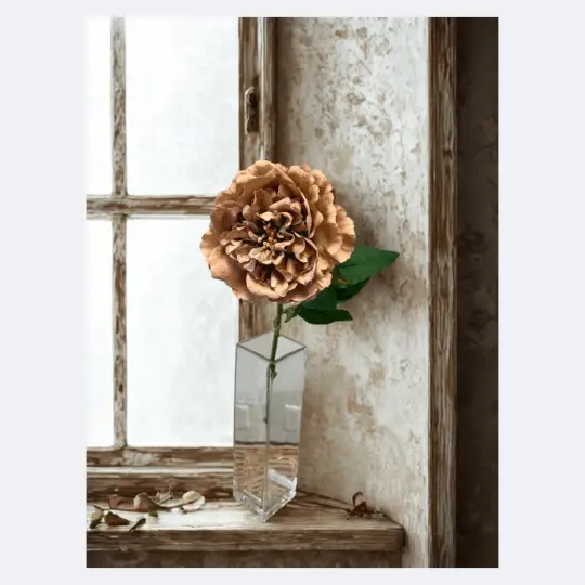 Real Touch Peony Stem 24" - Taupe