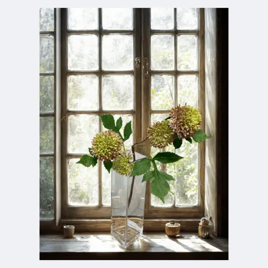 Echinops Spray 22.5" - Green/Burgundy