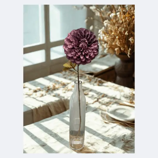 Dried Look Dahlia Spray 29" - Purple