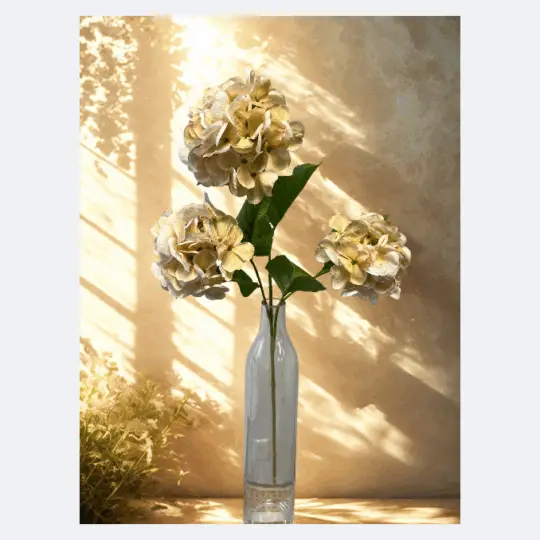Hydrangea Spray x3 head 25" - Cream/Green