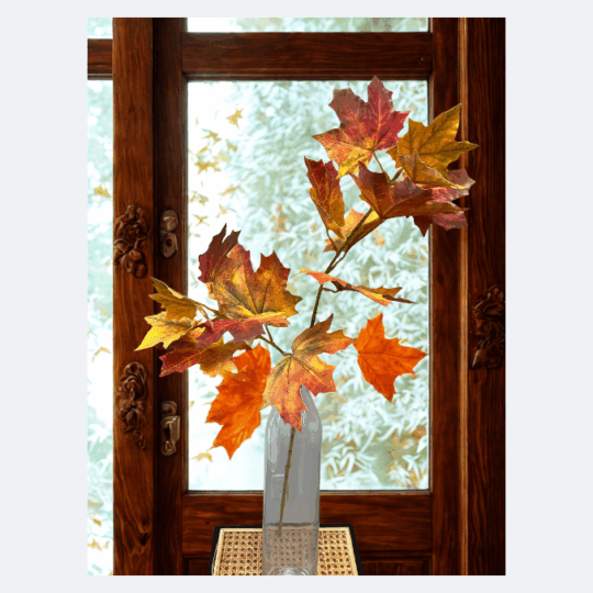 Real Touch Maple Leaf Spray 30" - Orange/Burgundy