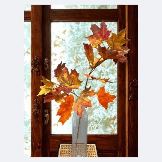 Real Touch Maple Leaf Spray 30" - Orange/Burgundy