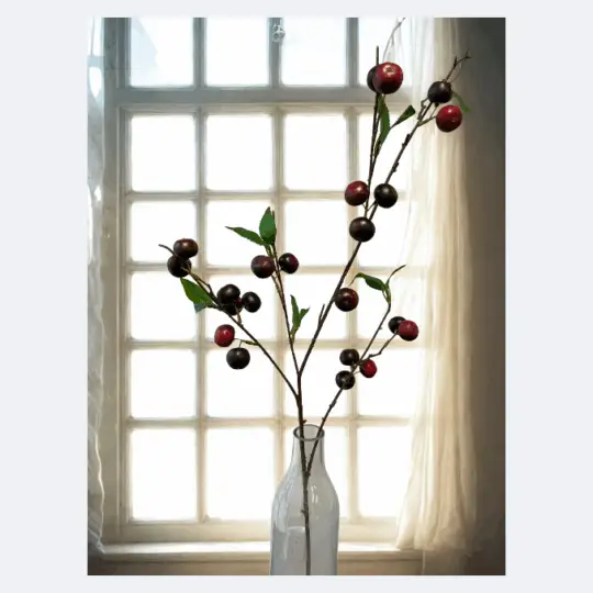 Mini Apple Branch with Leaves 34" - Burgundy