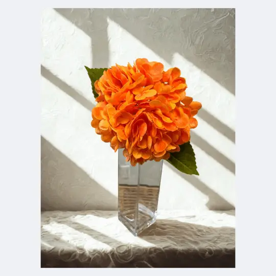 Real Touch Hydrangea 18.5" Stem - Orange