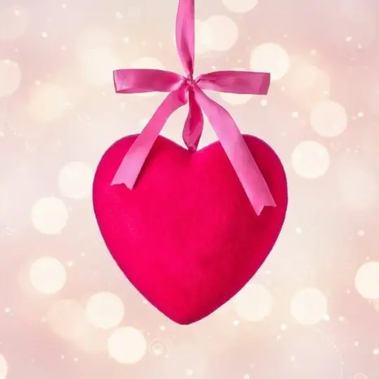 Flocked Hanging Heart 9" - Hot Pink