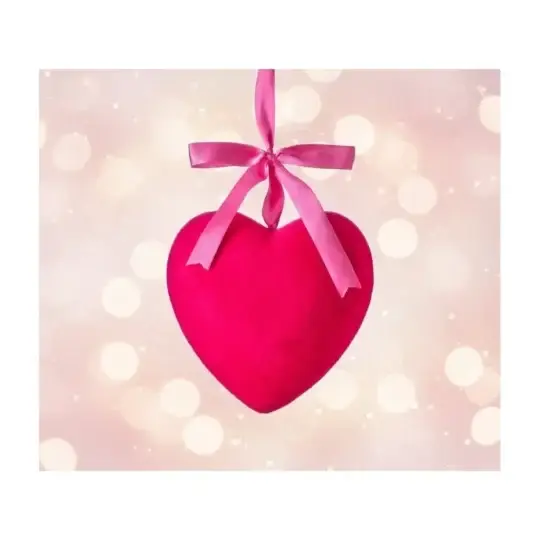 Flocked Hanging Heart 9" - Hot Pink