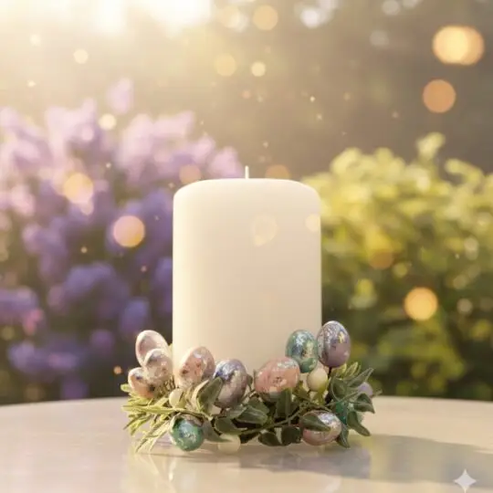 Vintage Chocolate Egg Candlering 6" - Purple/Pink / 4" inside diameter