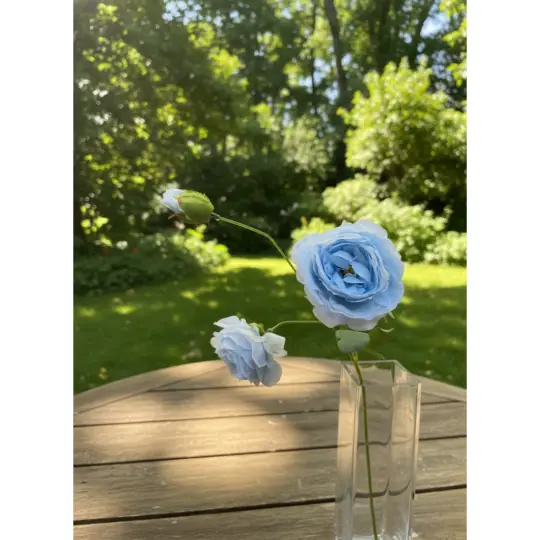 Rose Spray 24" x2 with Bud - Soft Blue