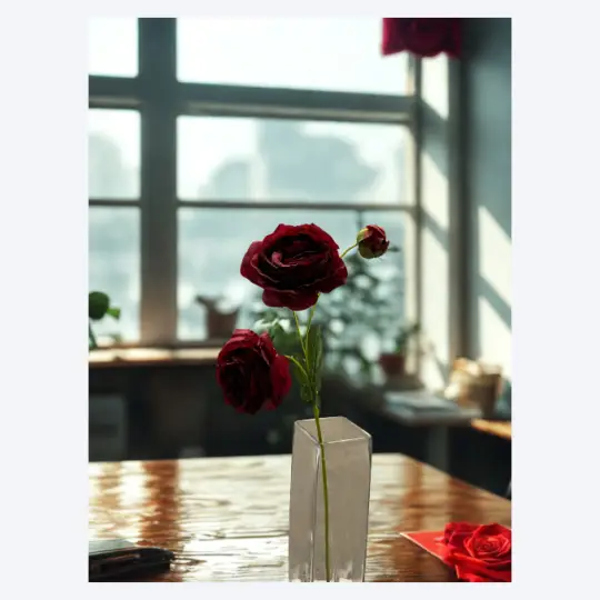 Rose Spray 24" x2 with Bud - Burgundy