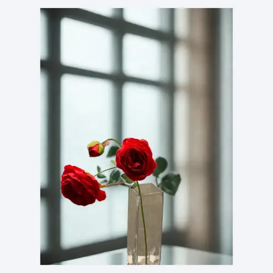 Rose Spray 24" x2 with Bud - Red