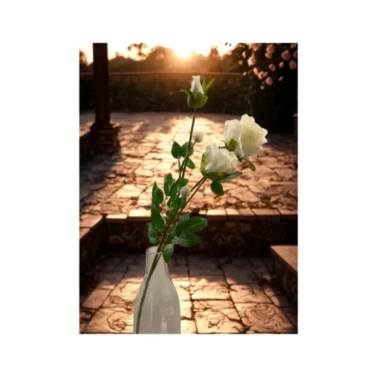 Garden Rose Spray x2 with Bud - Cream