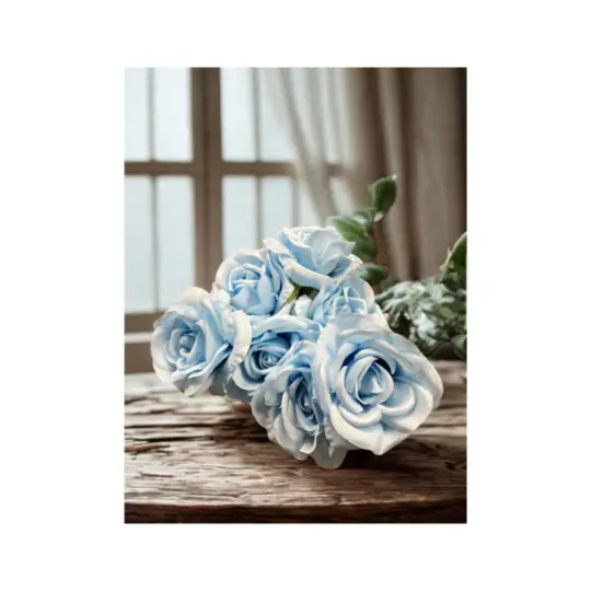 Rose Bush 17" x7 - Light Blue