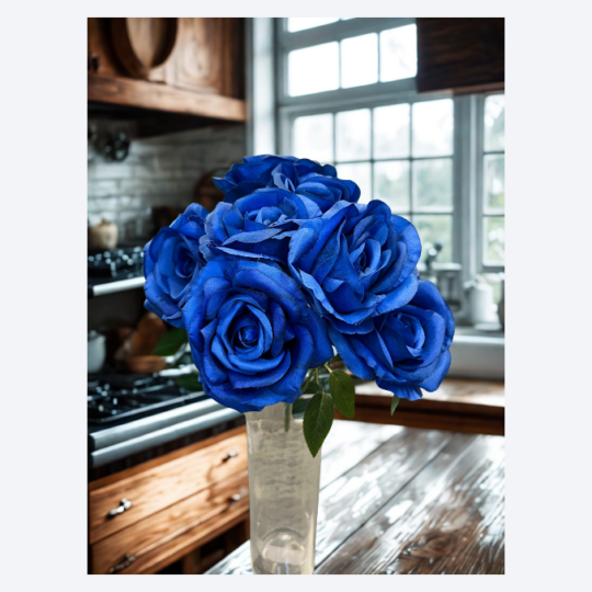 Rose Bush 17" x7 - Royal Blue