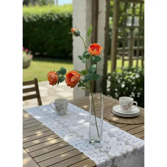 Rose Spray 28" x3 with Bud - Orange