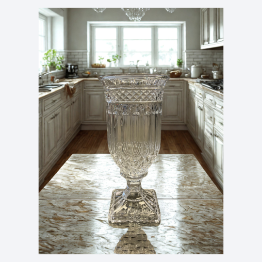 Glass Crystal Urn 13"H 6"D - Clear