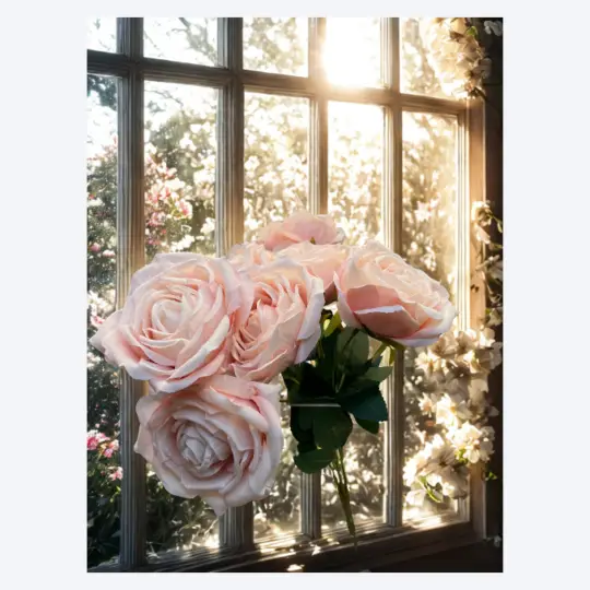 Rose Bush x7 17" - Light Pink