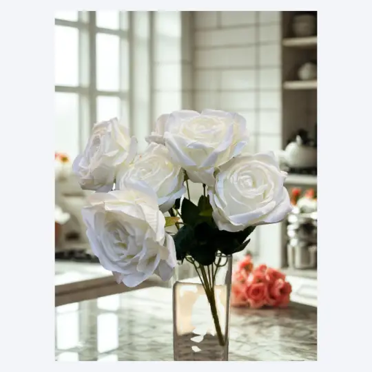 Rose Bush x7 17" - White
