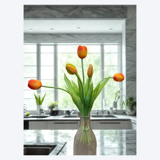 Real Touch Tulip Bundle x5 15" - Orange