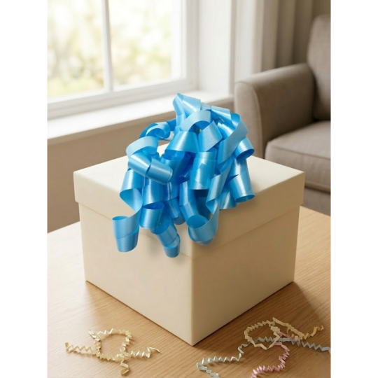 Pack of 12 - Curly Ribbon Bow 6"W x 8"L - Baby Blue