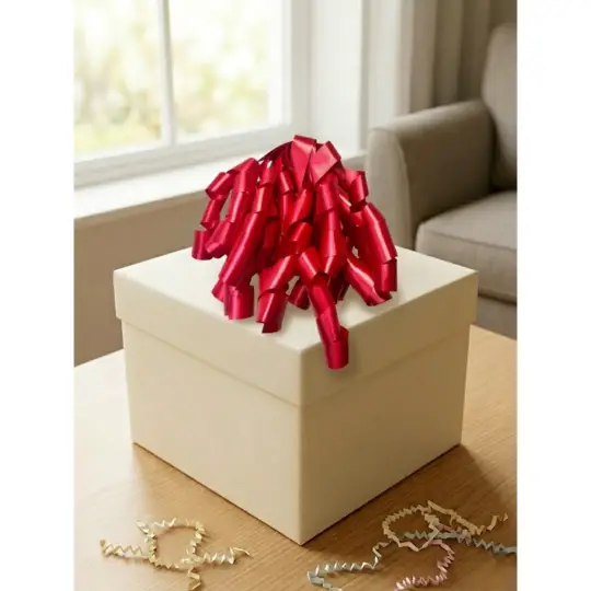 Pack of 24/Red Curl Bows 6″W by 8″L