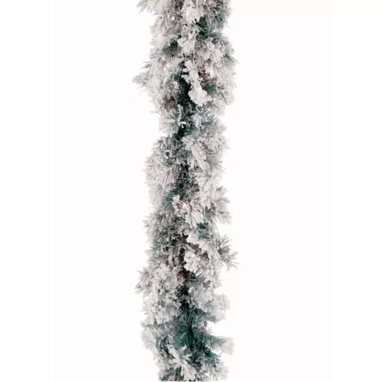 9' x 10" Flocked Furry Pine Garland -Green/White