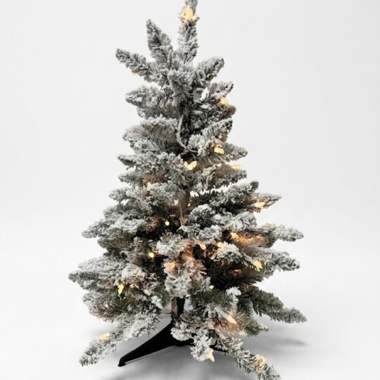2' LED Flocked Vail Tree - Green/White / 50 lights