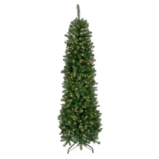7.5' LED Pencil Hudson Valley Tree - Green / 400 lights   34"D