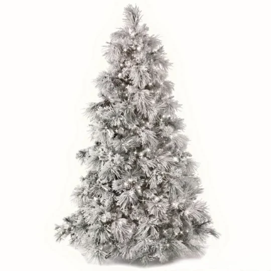 9' LED Flocked Bear Mountain Tree - Green/White / 800 lights  73"D 8 functions