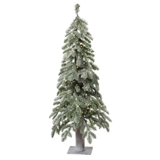 3' LED Winter Frost Alpine Tree - Green/White / 70 lights 18"D