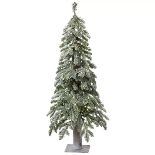 4' LED Winter Frost Alpine Tree - Green/White / 100 lights 22"D