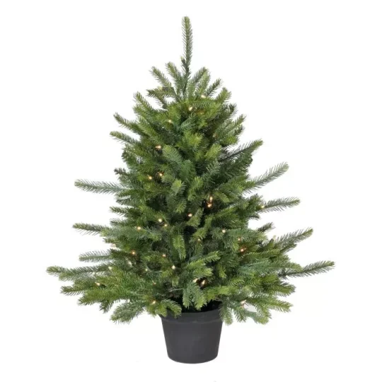 3' LED Potted Telluride Fir Tree - Green / 100 lights 32"D
