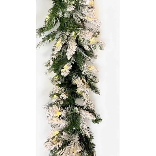 6' x12" LED Snowtip Aspen Garland - Green/White / 500 lights