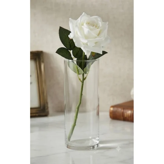 Real Touch Rose Stem 25" - White