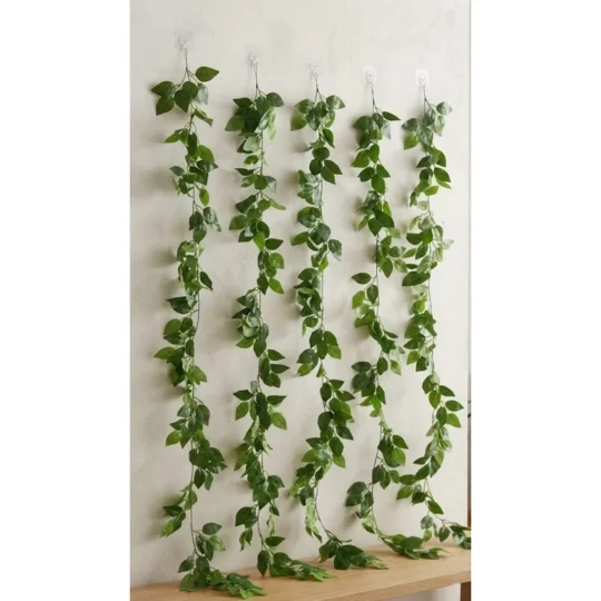 Pack of 5 Green Leaf Garland 8.5'- Green