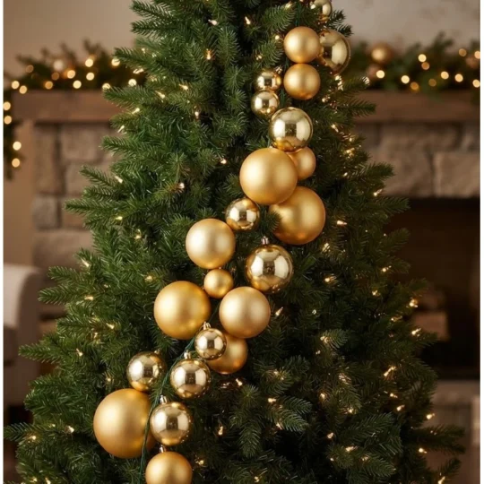 Shiny/Matte Ball Garland 70" - Gold / 80mm/100mm/120mm/150mm balls