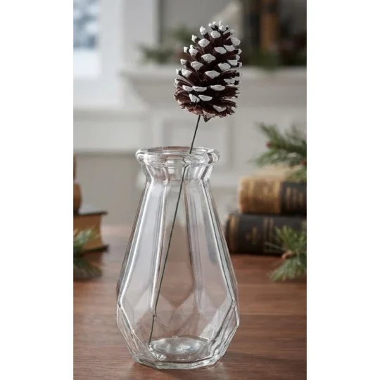 Large 4" Pine Cone on 6" Pick - Brown/Whtie tip