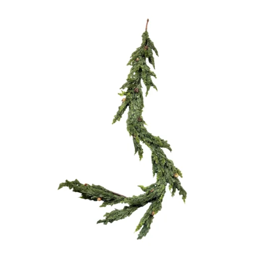 Real Touch Cedar/Cones/Berries 6' Garland - Green